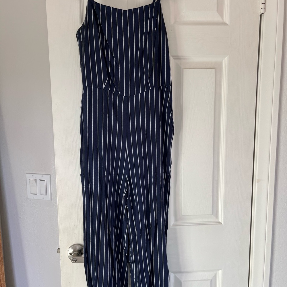 Old Navy Striped Jumpsuit in Navy and White